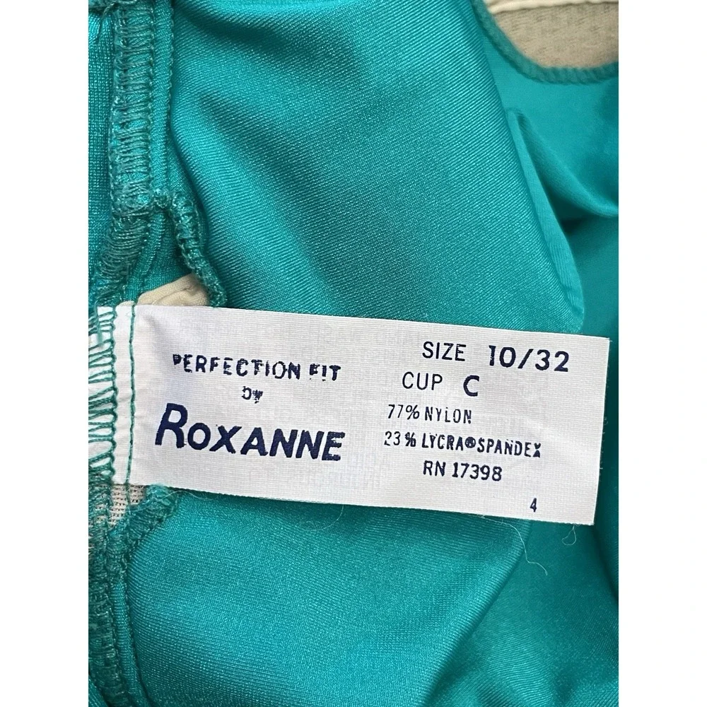 Vtg Perfection Fit By Roxanne Swimsuit Size 10/32 C Cup Green Halter Backless